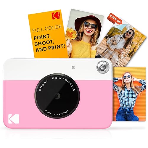 KODAK Printomatic Full-Color Instant Print Digital Camera - Colorful Photos On Zink 2x3" Sticky-Back Photo Paper - 5MP, Portable, Creative Fun Gift for Birthday, Christmas, Holiday - Pink