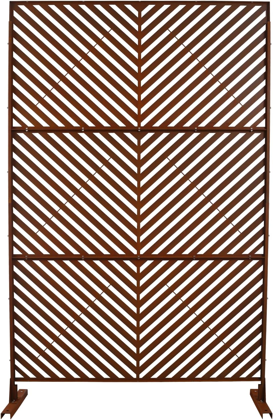 Outdoor & Indoor Metal Privacy Screen - Freestanding Decorative Screen for Deck, Balcony, Patio, Garden PS113 Rusty