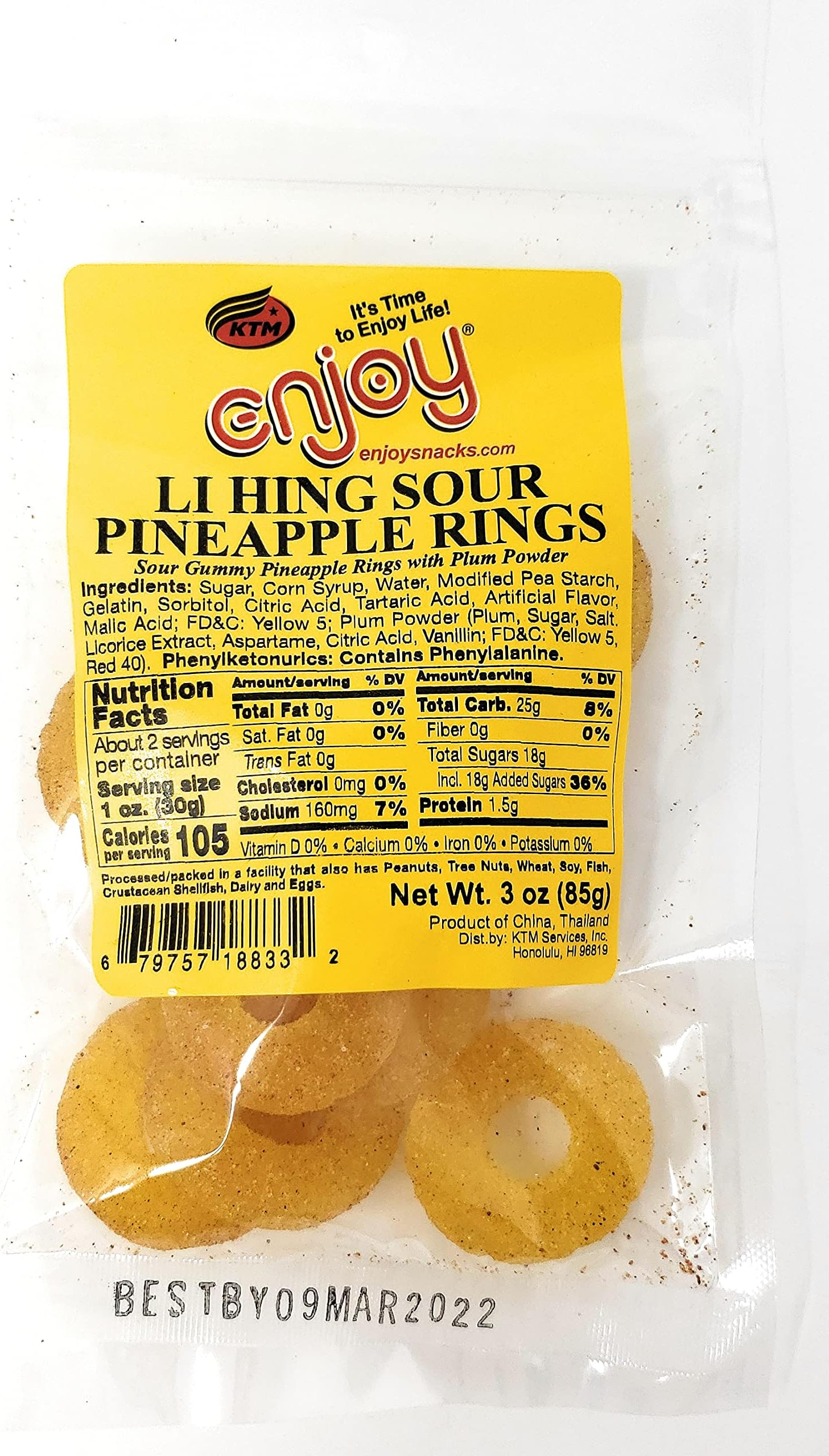 Enjoy Snacks Li Hing Sour Pineapple Rings 3 oz