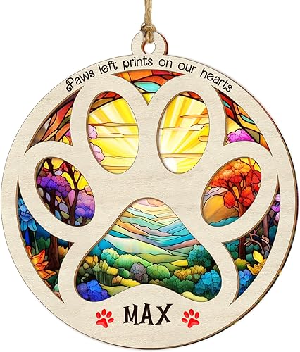 Miniatura 7 de Regalos conmemorativos personalizados para perros por pérdida de perro, adorno de atrapasoles conmemorativo con nombre de mascota, adorno acrílico