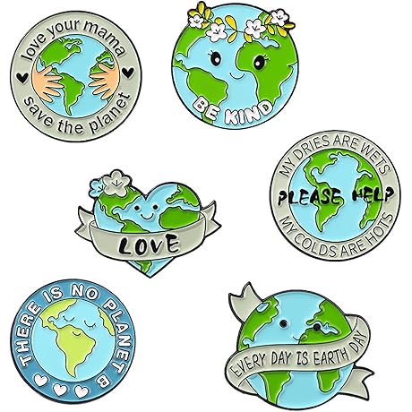 Earth Day Pin Set [6 PCS]: Enamel Lapel Pins