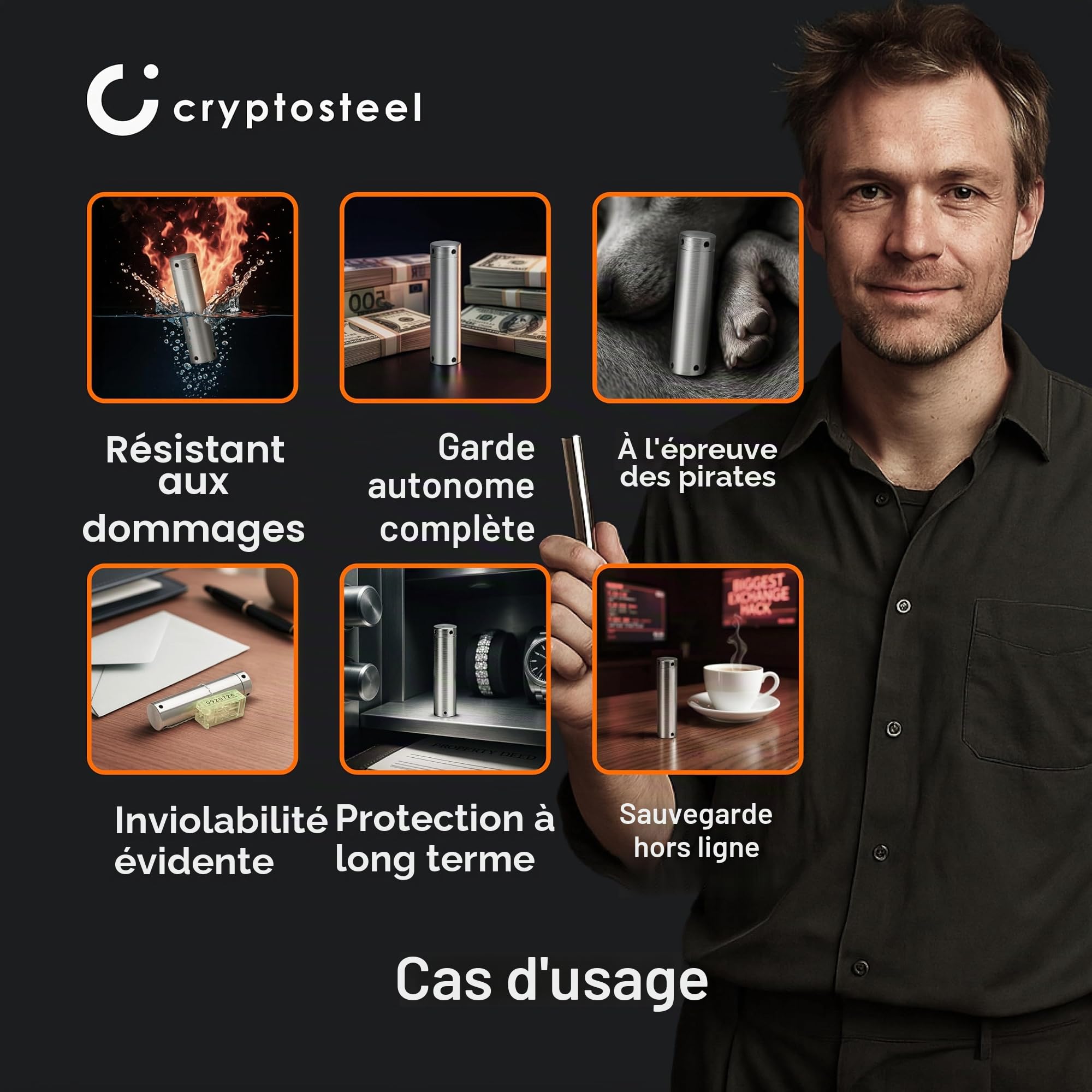 Cryptosteel Seed24 Solo - Seed phrase storage - Sauvegarde de phrase de récupération crypto - 24 mots et clés privées - Compatible portefeuilles BIP39