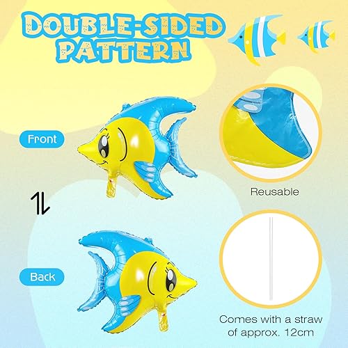 Miniatura 6 de 8 globos grandes de animales marinos (20-30 pulgadas) para decoración de fiestas temáticas bajo el mar globos de aluminio de pulpo, tiburón, pez,