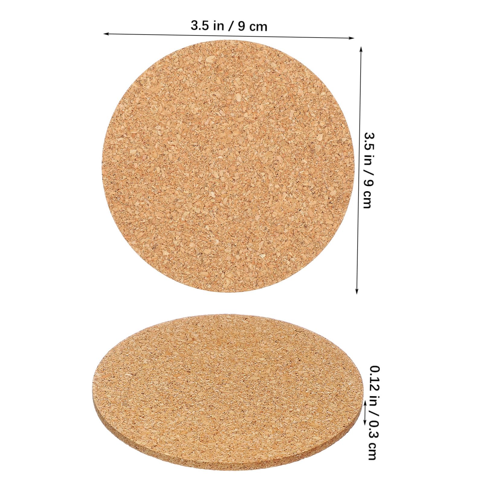 VALICLUD Lot de 100 sous-Verres Ronds en Liège, 90 x 3 Mm, Isolants Thermiques Et Antidérapants pour Tasses, Théières Et Récipients