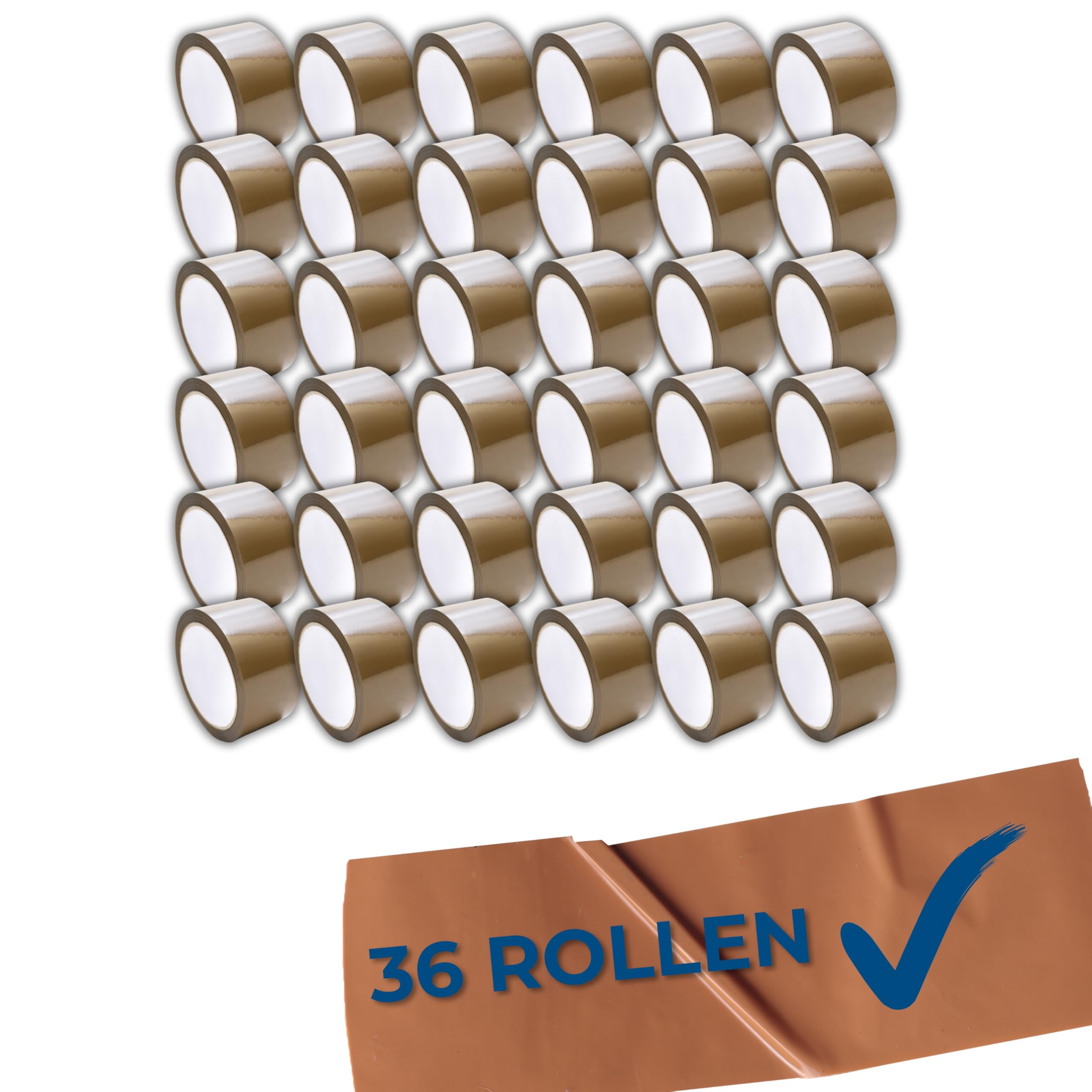 MichaelNoll Paketklebeband, Paketband, Klebeband, Packband für Lager, Versand, Transport und Verpacken von Paketen, Braun, 66 m x 48 mm (36, Braun)
