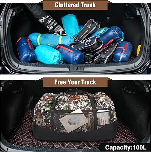 Miniatura 8 de REDCAMP Bolsa de viaje plegable, 75L96L100L Bolsa deportiva grande, Bolsa de lona plegable, Bolsa de lona impermeable ligera