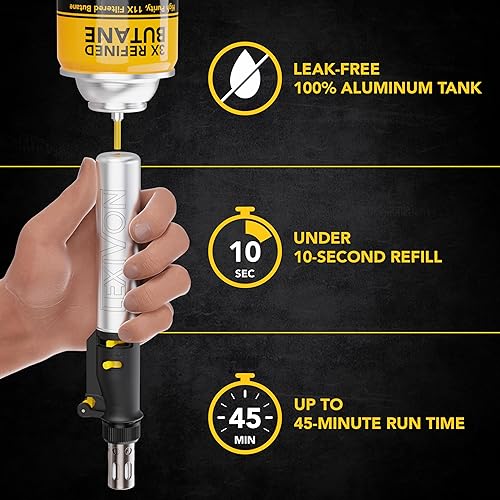 Miniatura 4 de LEXIVON - Juego de sopletes de butano para soldadura Negro