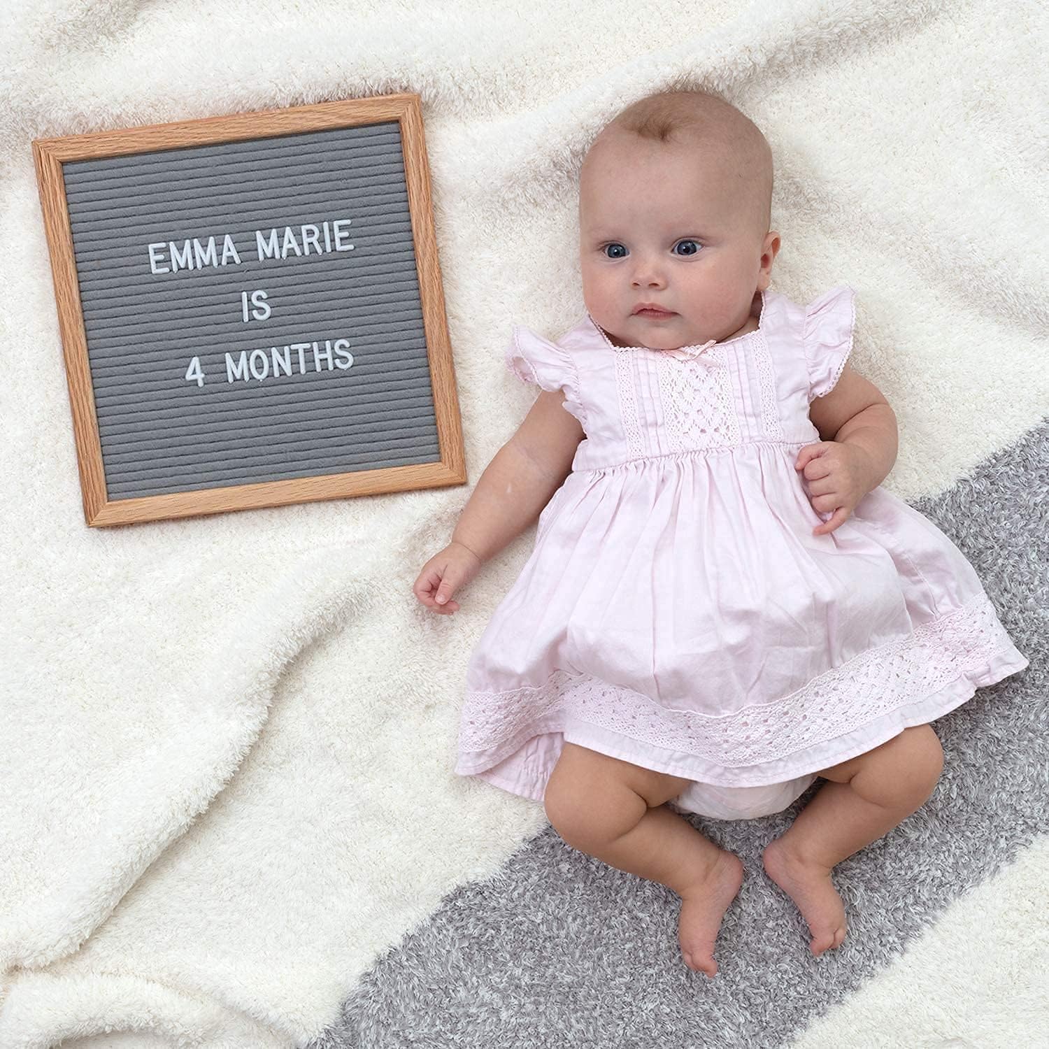 Felt Letter Board, 10x10in Changeable Letter Board with Letters White 300 Piece - Felt Message Board, Oak Frame Wooden Letter Board for Baby Announcements, Milestones, Office Decor & More (Gray) : Office Products