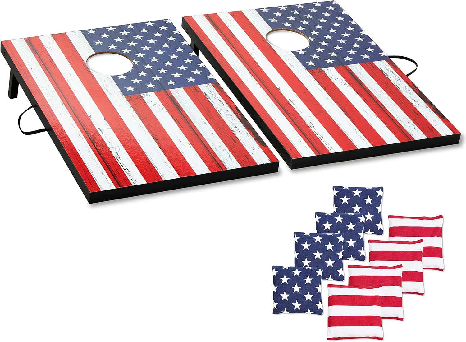 Cornhole Outdoor Games Set - Flag Cornhole Boards Design with 8 Cornhole Bags and Carry Handle - Great for Yard Outdoor Game Events - Choose Your Set : Sports & Outdoors