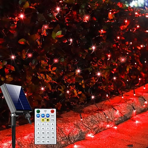 Miniatura 5 de Red solar de luces de malla para exteriores, decoraciones de Navidad, cadena de 200 LED, impermeable, 19 modos para arbustos, vallas, jardín,