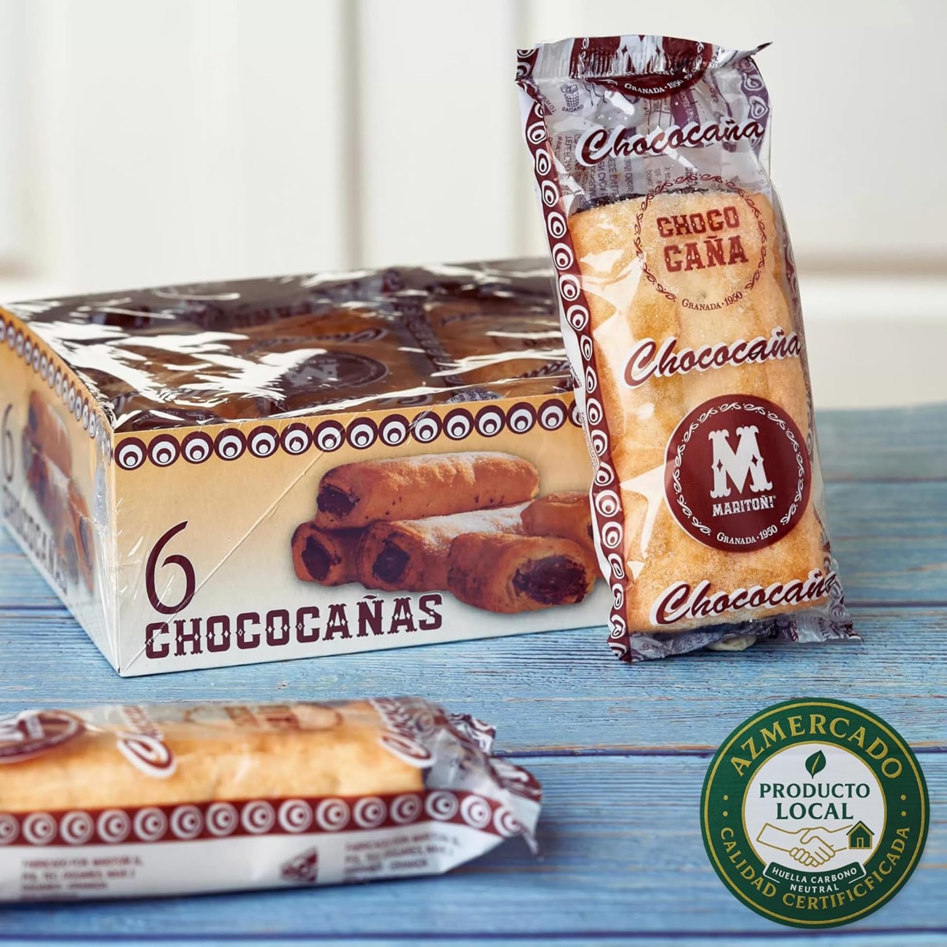 Chococañas Maritoñi Granada Hojaldre Relleno Crema Chocolate Artesano Pack 18 Uds