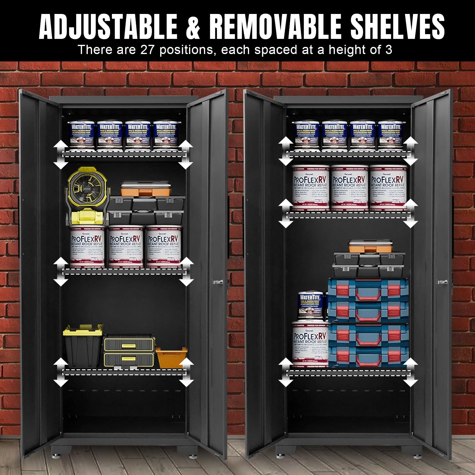 TCE Garage Cabinets Storage System: 6 Piece Set with Lockers and