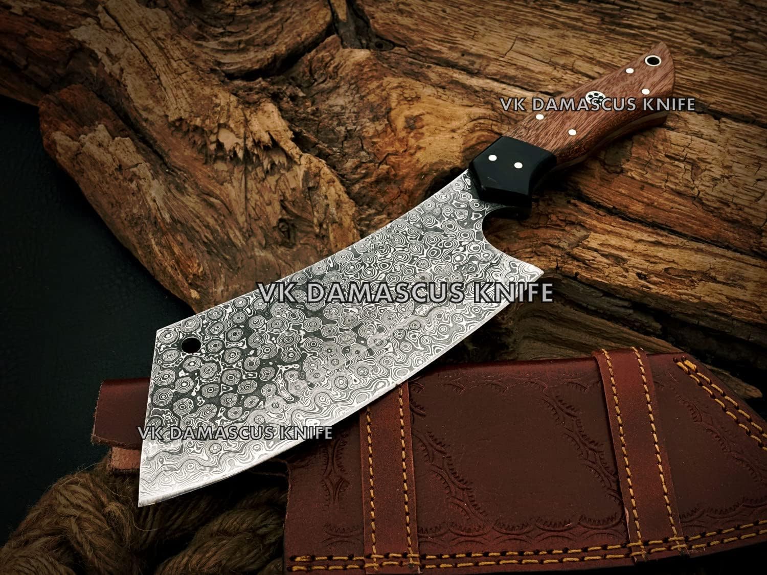 Damascus Cleaver Knife, Meat Cleaver, Butcher Knife for Meat Cutting 12" Handmade Full Tang Cleaver for Meat Vegetables Cutting 0199
