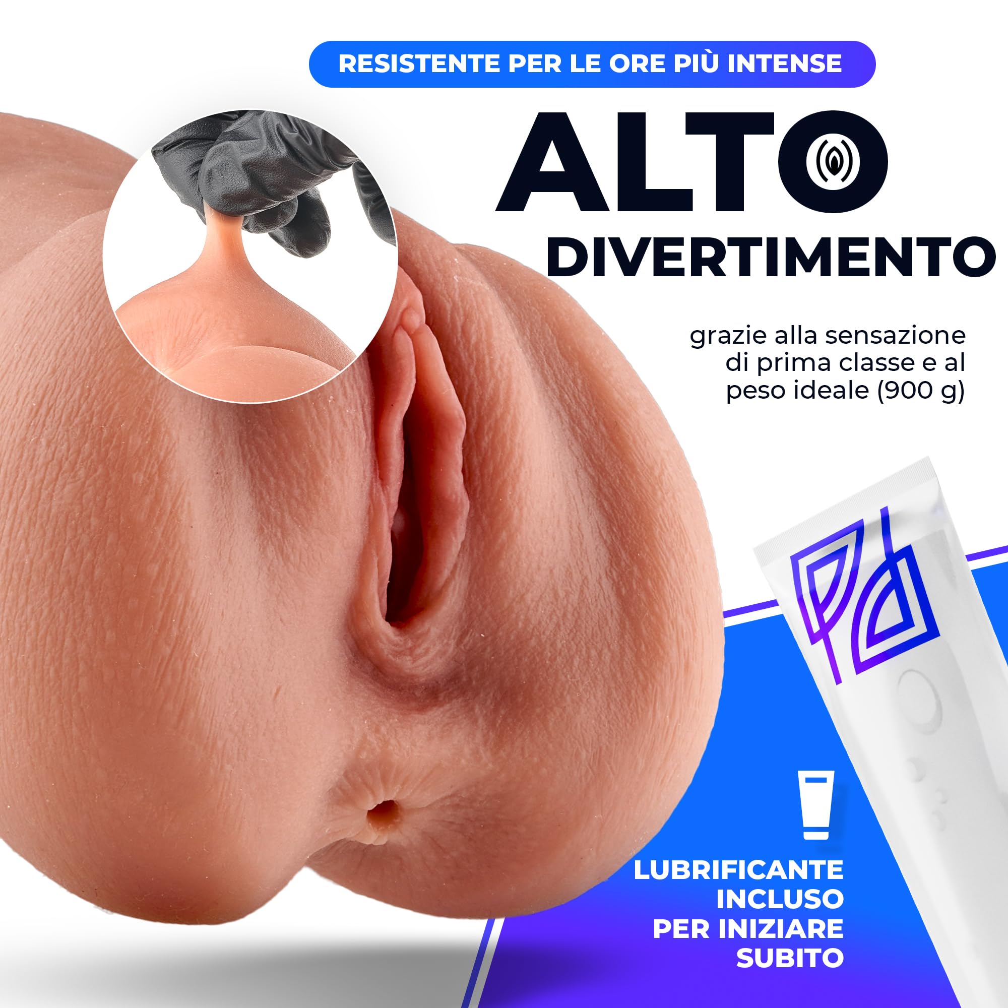 Masturbatore per Uomo [Pocket Pussy] Realistico in Silicone - Set di 3 anelli e lubrificante | Sex Toys, Masturbazione Maschile, Masturbatore per Uomini, Artificiale per Sesso, Vaginale e Anale Finta