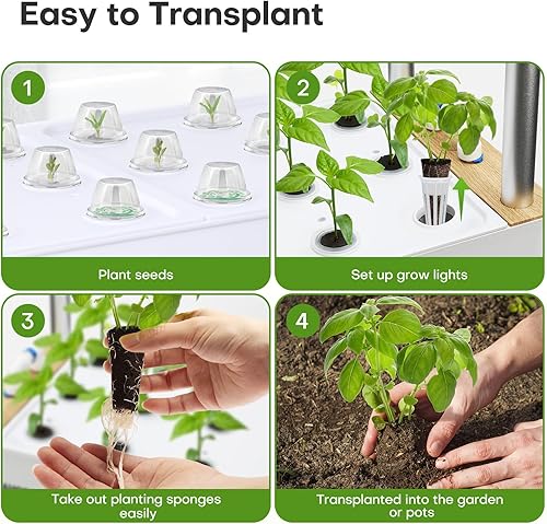Miniatura 7 de Kit de Sistema de Cultivo Hidropónico de Jardín Interior Ahopegarden Kit de Jardín de Hierbas Interior de 60 Cápsulas con Luz de Crecimiento LED -