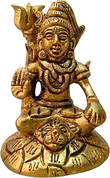 Brass Lord Shiva Idol 3 Inch 200g | Handmade Mahadev Murti with Trishul for Home Temple, Puja & Meditation | Hindu Brass Shiv Statue for Vastu Protection, Positive Energy, Spiritual Decor & Gift