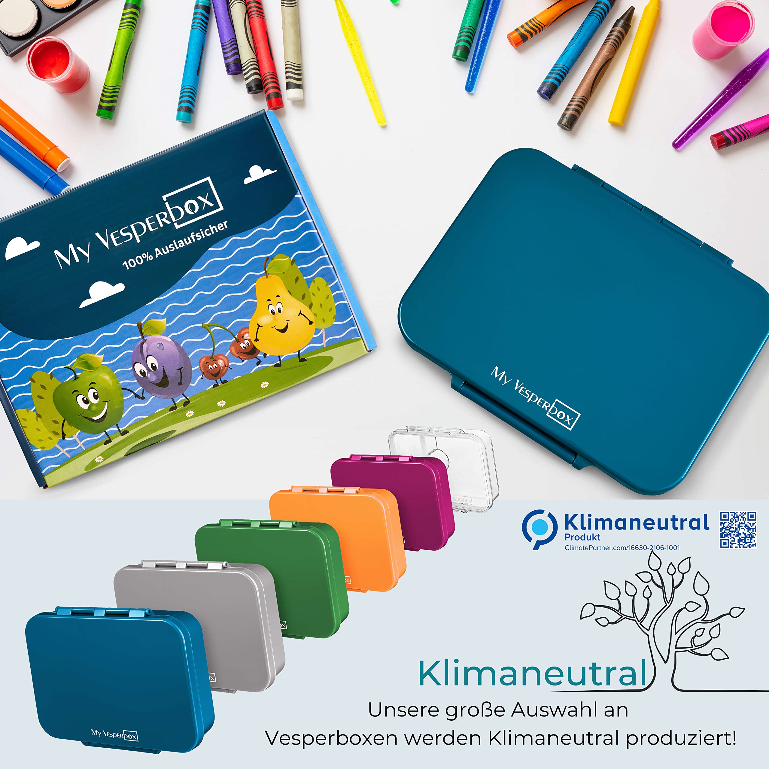 My Vesperbox® Brotdose für Kinder mit Fächern [BIA] - Lunchbox mit Trennfächern - Bento Box - Jausenbox - Brotzeitbox für Schule & Kindergarten - Vesperdose für Jungen & Mädchen