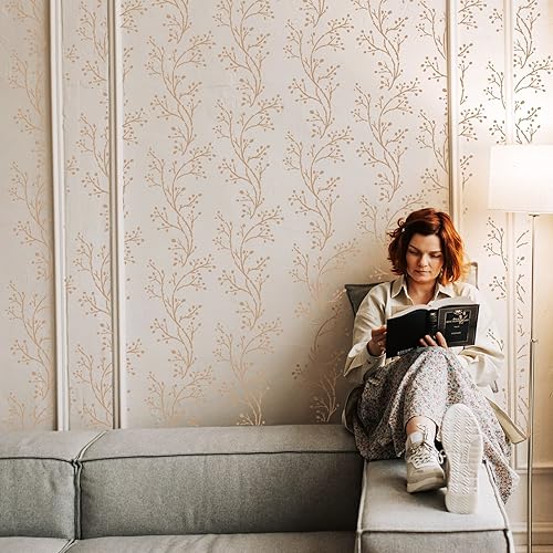 Miniatura 7 de FINGERINSPIRE Plantillas de pintura de ramas de 11.7 x 8.3 pulgadas, ramas grandes desnudas y flores en ciernes, plantilla de plástico PET para