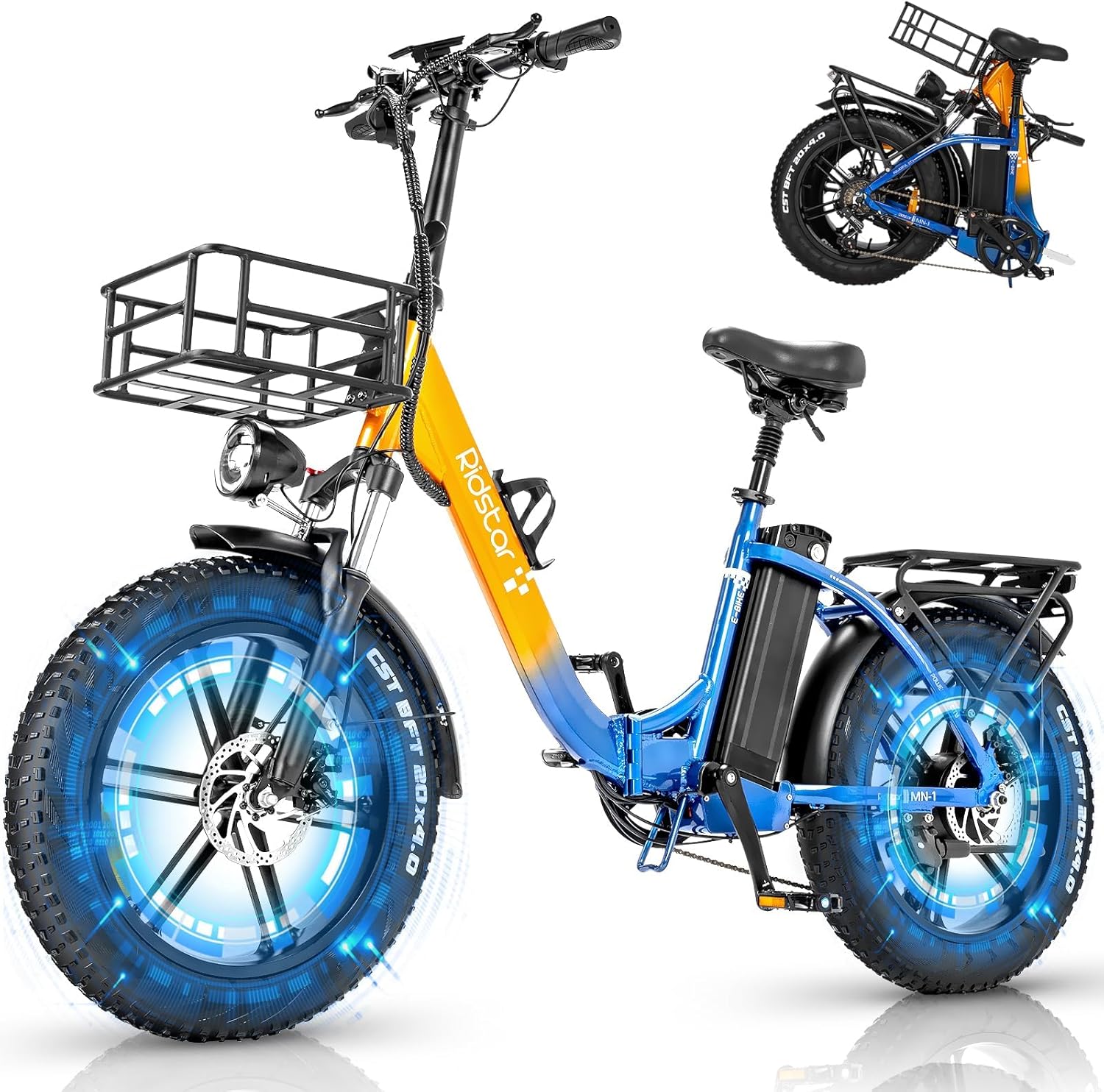 Electric Bike for Adults - 1000/1500W, 30/36 MPH, 48V 15/20Ah Removable Battery, Step-Thru Commuter Electric Bicycle with 20/26 Fat Tire, 7-Speed Folding Ebike, Range of 50/70 Miles