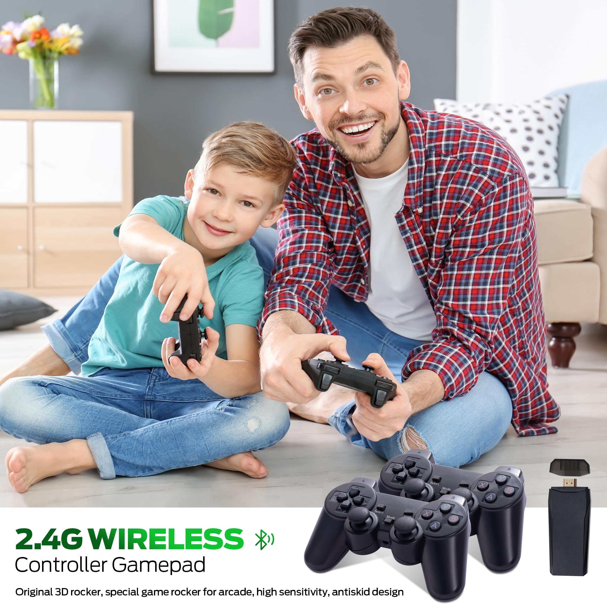Wireless Retro Game, 25000+ Games Built-in, 4K HDMI Output, 9 Emulators, Dual 2.4GHz Wireless Game