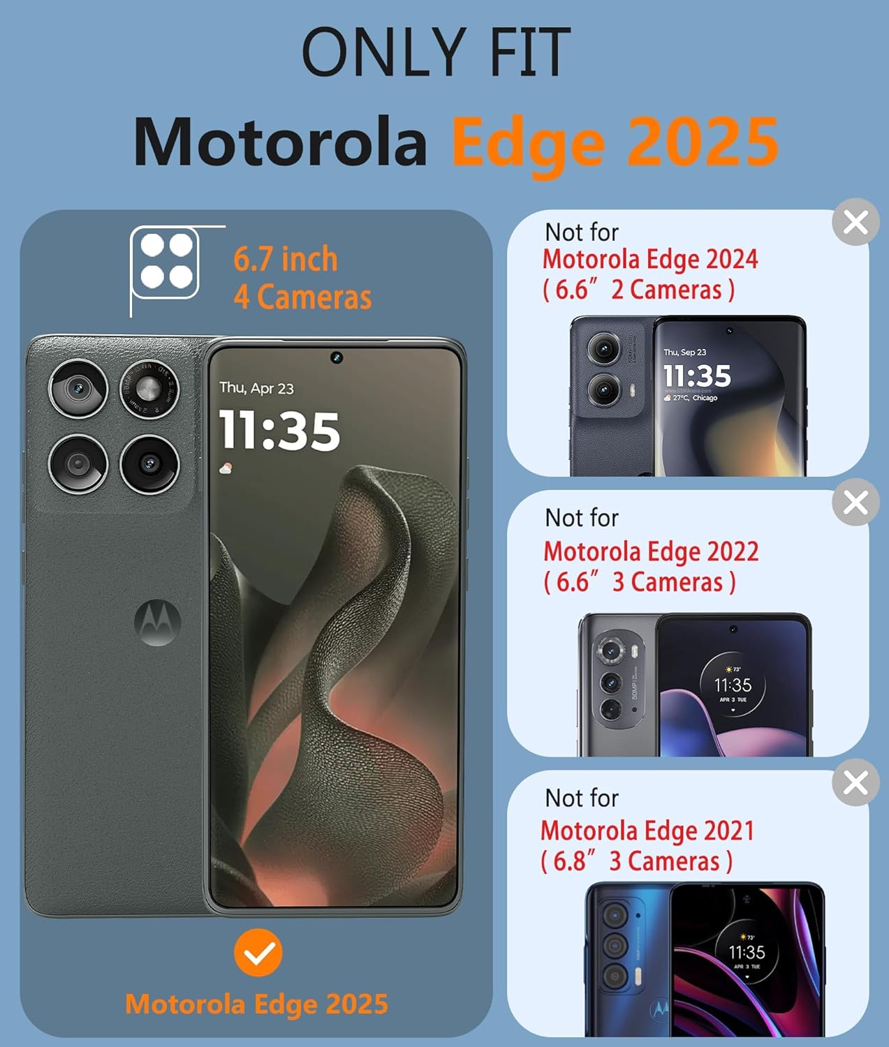 FNTCASE for Motorola Edge 2025 Case: Dual Layer Protective Lightweight Duty Cell Phone Cover Shockproof Rugged with Non Slip Textured Back - Military Protection Bumper Tough - 6.7inch (Black) - Image 2