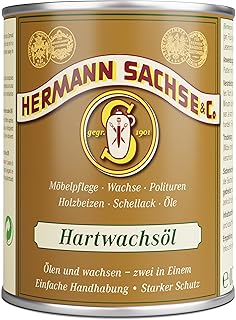 Hermann Sachse Hartwachsöl farblos 750 ml – 2-in-1 Holzpflegeöl & Wachs für Holzboden, Möbel & Treppen – natürlicher Holzschutz mit seidigem Glanz – pflanzlich, robust & Made in Germany