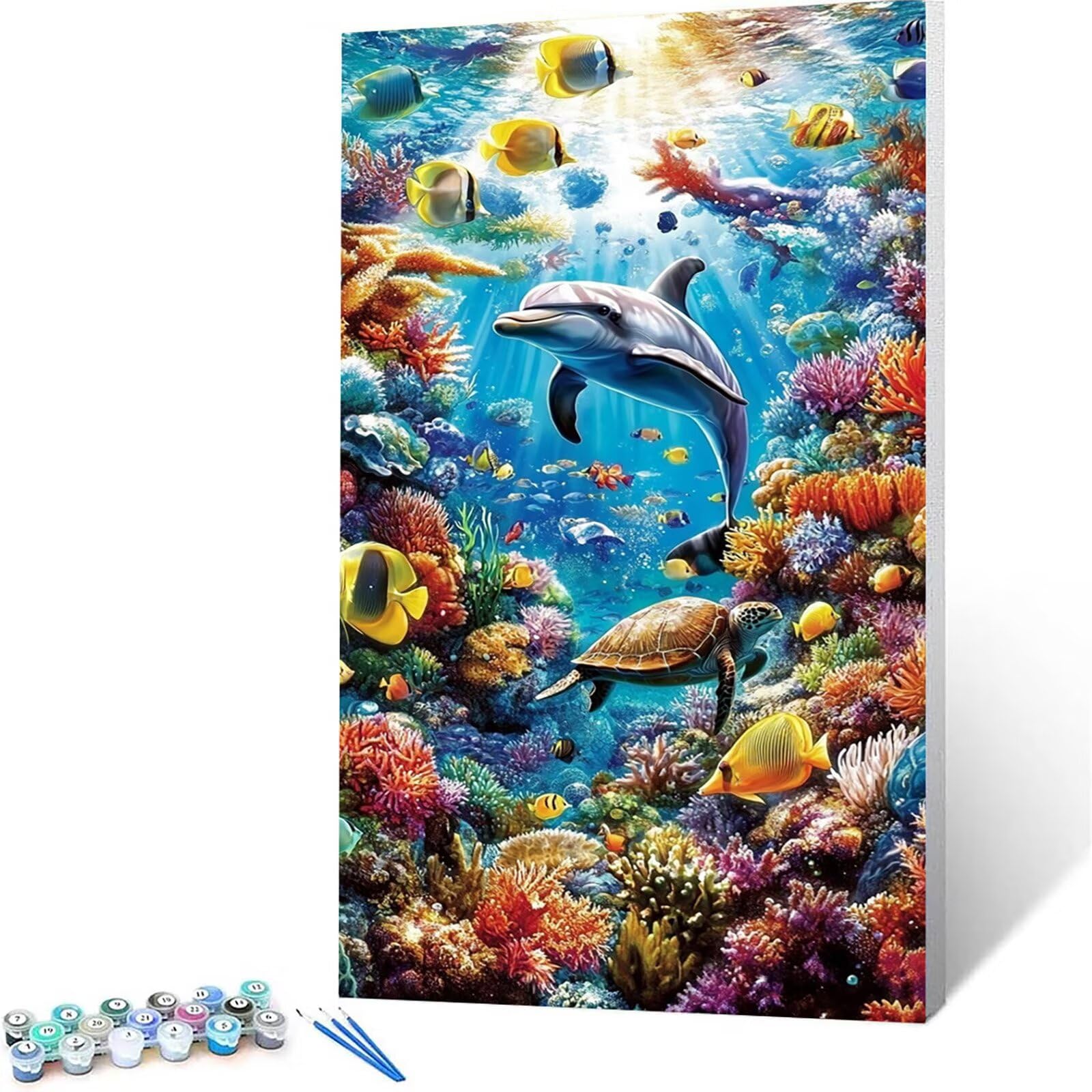 Amazon.co.jp: DIY イルカ 数字油絵 魚 塗り絵 子供 初心者 油絵