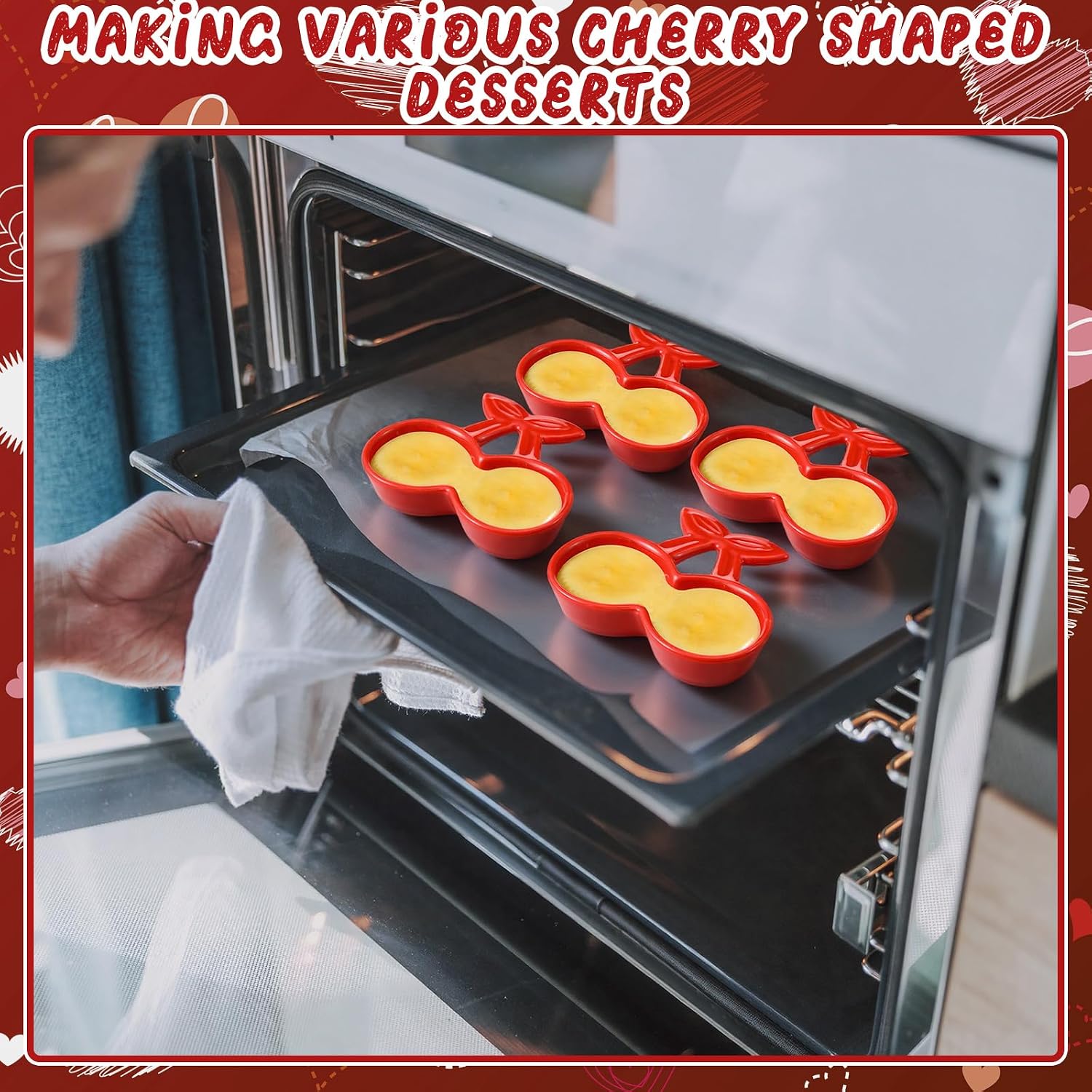 Tioncy 12 Pcs Cherry Ceramic Ramekins Small Dessert Bowls 1.7 oz Oven Safe Ceramic Dish Dip Bowl for Valentine's Day Cherry Birthday Supplies Wedding Baby Shower Table Party Decorations Favors image 4
