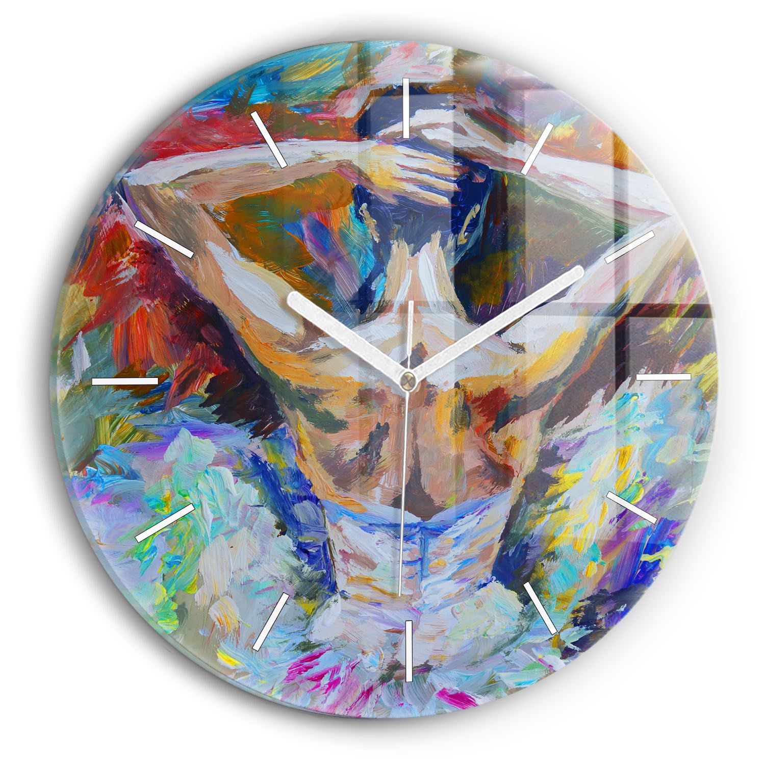 Horloge en verre 30 cm Wallfluent Ballerine Peinte avec mécanisme silencieux de salon