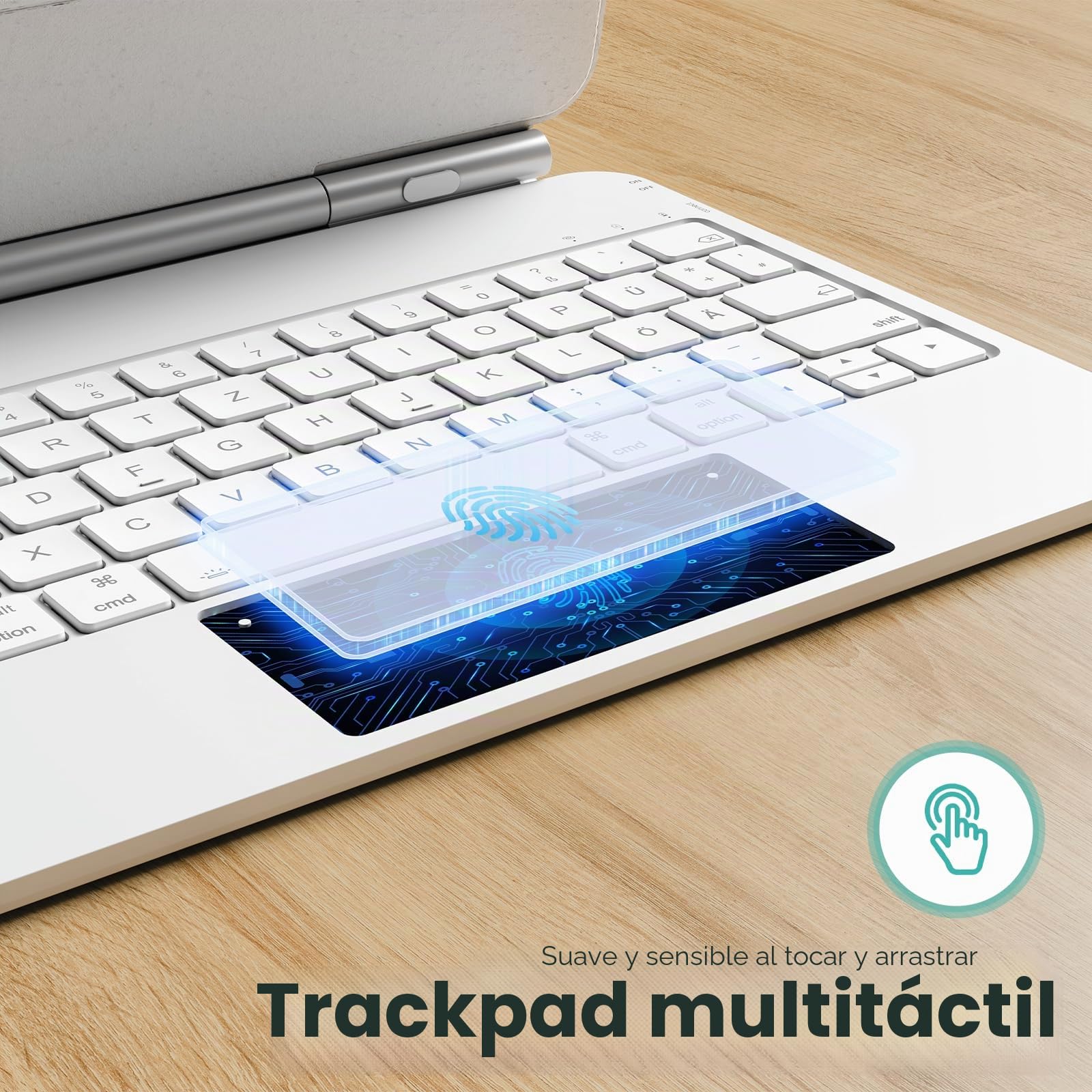 TECURS Teclado para iPad Air de 11 pulgadas (M3/M2, 2025/2024), iPad Air 5/4 (2022/2020) Funda con teclado, Magic Keyboard para iPad Pro 11(4ª/3ª/2ª/1ª generación) con trackpad, QWERTZ, blanco