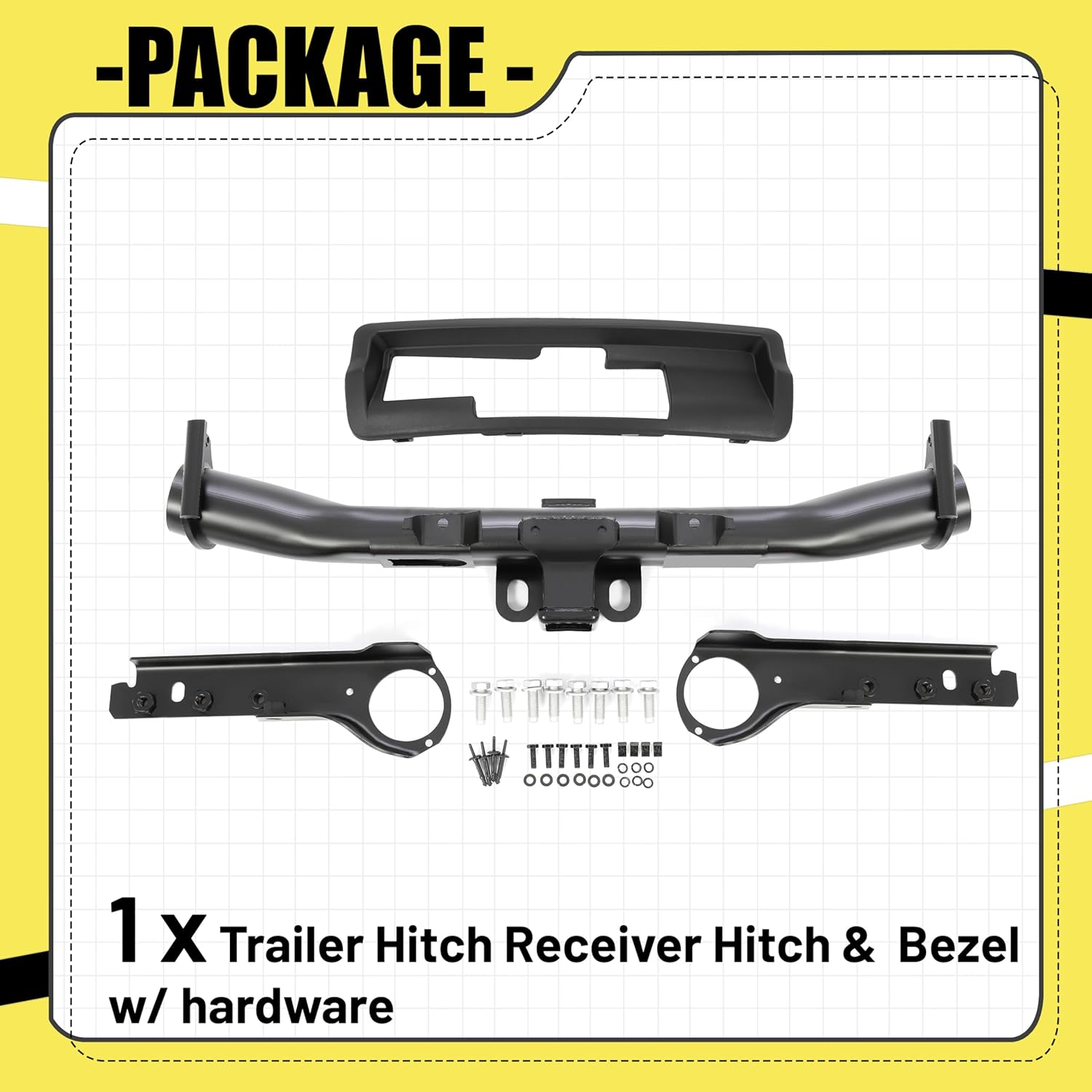ECOTRIC Class IV Trailer Hitch Receiver and Bezel Compatible with 2011-2022 Jeep Grand Cherokee Replacement for 82212180AC 82212180AD 3 Stages 2-inch Square Receiver (You Will Receive 2 Packages)