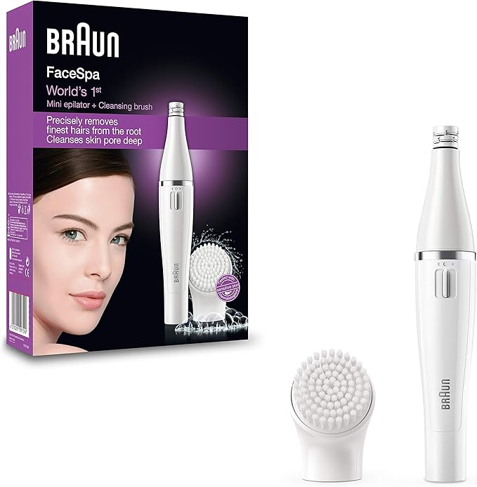Braun FaceSpa 810 Epilatore Donna per il Viso con Spazzola di Pulizia per Epilare e Pulire il Viso, con Batterie Supplementari