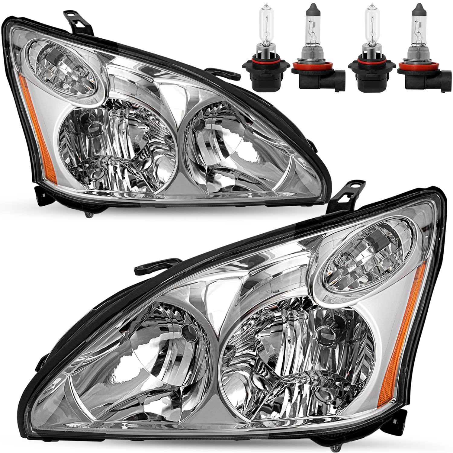SOCKIR OE-Style Headlight Assembly Compatible with 2004-2009 Lexus RX330 RX350 RX400h Front Headlamp Headlights with Bulbs Driver + Passenger Side