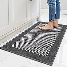 StepRite Kitchen Rugs, Kitchen Mats for Floor, 32"x20" Non-Slip Machine-Washable Kitchen Throw Rug, Absorbent Kitchen Runner Rugs Office, Kitchen Sink Standing Desk Mat, Kitchen Decor Carpet, Grey