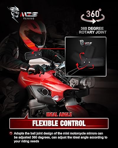 Miniatura 6 de MZS Espejos retrovisores universales para motocicleta, ajuste de espejo lateral universal de 0.315 in y 0.394 in, color negro, compatible con