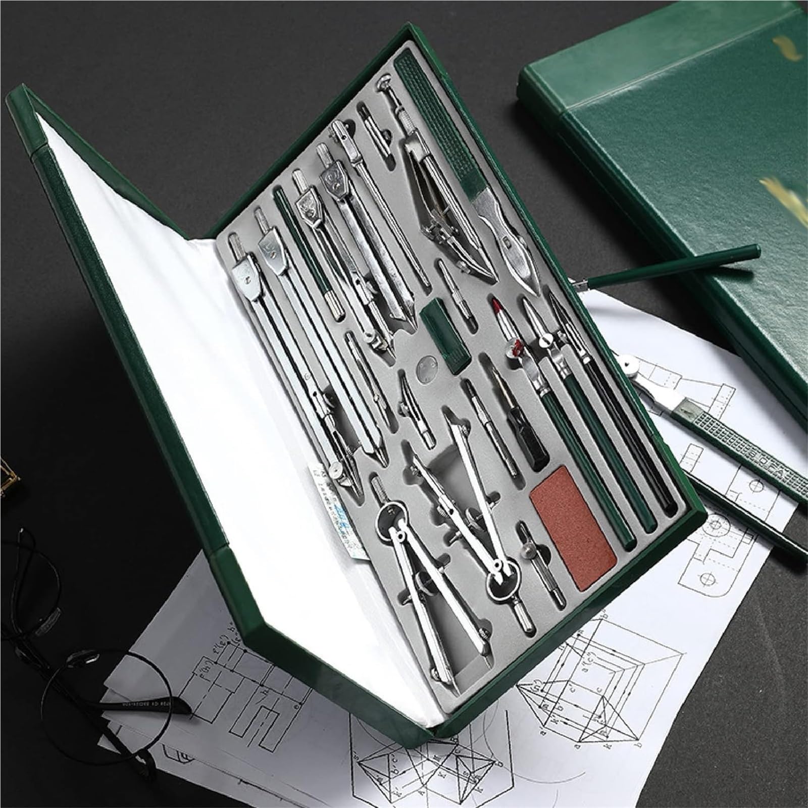 Geometrie-Zirkel-Set, 23-teiliges Zeichenset mit großem Verlängerungsbalken, professionelle Zeichenwerkzeuge for technisches Architekturdesign, for Studenten, Designer, Seeleute, Zeichner