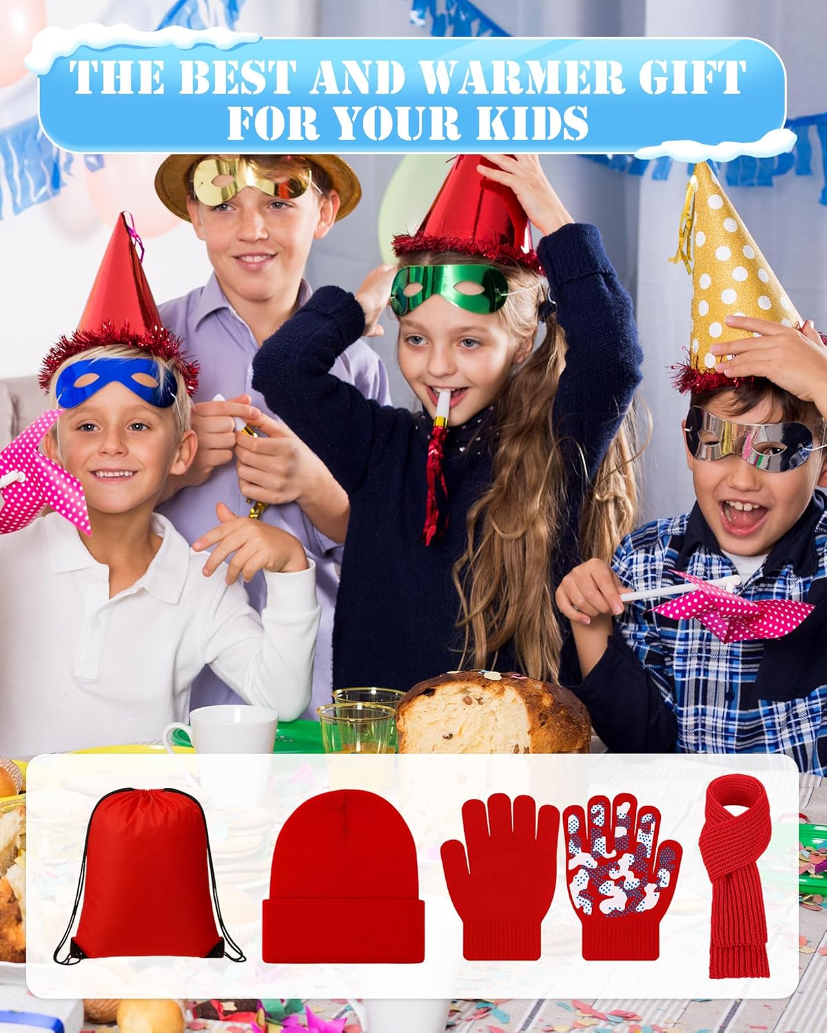 48 Set Kids Beanie Hat Scarf Gloves Set with Bag for Boys Girls Winter Gift, Christmas Donation, Homeless Care Package Bulk - Image 6