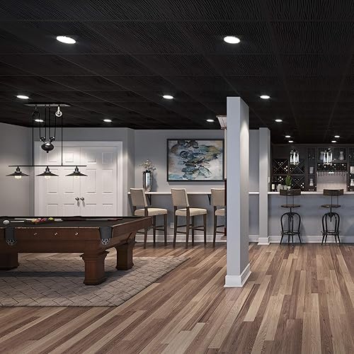 Miniatura 2 de Genesis Azulejos de techo negros de 2 x 2 pies - Fácil instalación - Impermeable, lavable y resistente al fuego - PVC de alta calidad para evitar