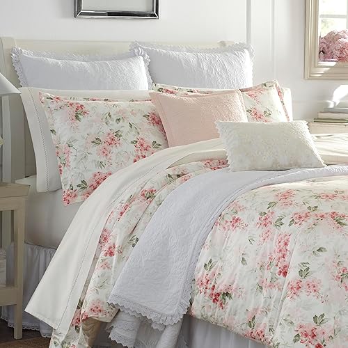 Vista 5 de Laura Ashley - Juego de edredón tamaño Queen, ropa de cama de microfibra de terciopelo de felpa con reverso de algodón suave, peso medio para uso