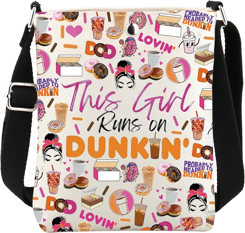 Necessaire WCGXKO com estampa de donut e café, bolsa transversal