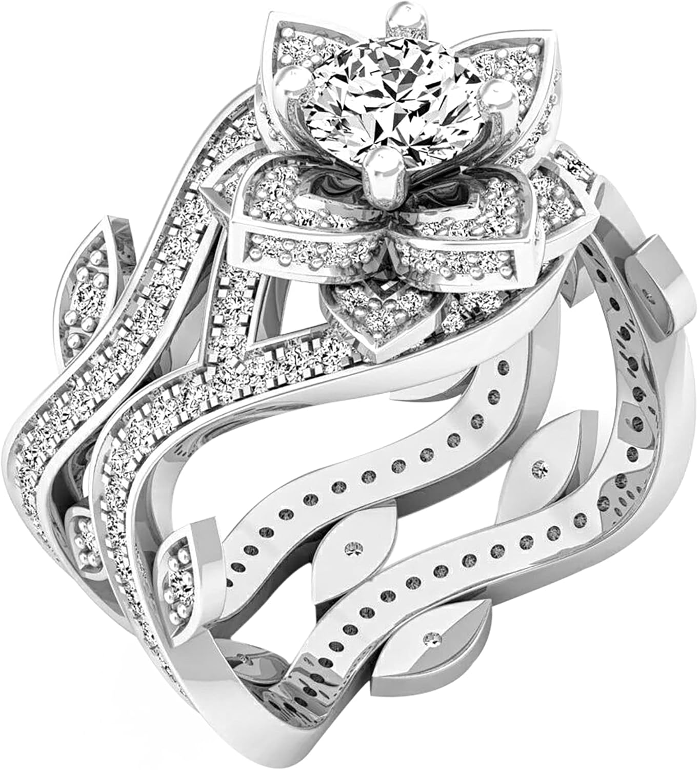 Dazzlingrock Collection 1.50 Ctw Round White Natural Diamond Vintage Engagement Ring Set for Women in 14K Real Solid Gold