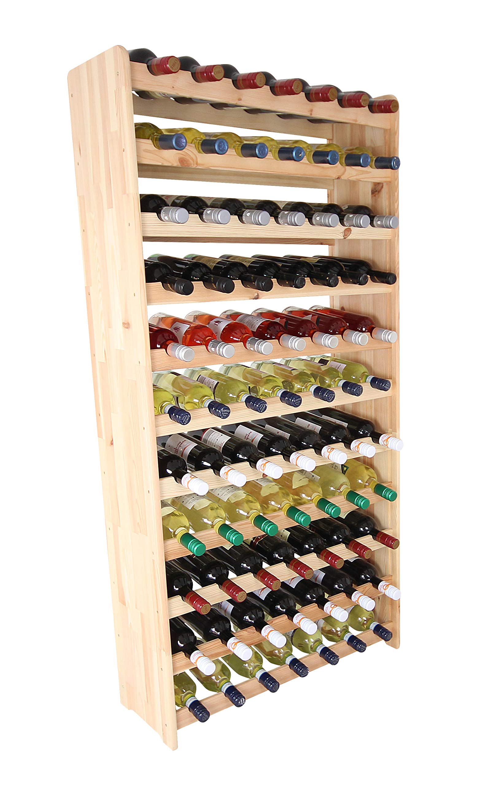Lenmar Serie RW Weinregal aus Holz für Flaschen, Anthrazit, Braun, Natur, RW-3, 13-15 liegen, für 77-135 Flaschen, Wein, Flaschenregal (Natur, RW-3-77, 145 x 72 x 26,5, für 77 Flaschen)