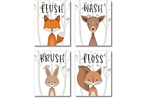 Woodland Animals Farmhouse Wall Decor - Perfect for Kids' Bathrooms