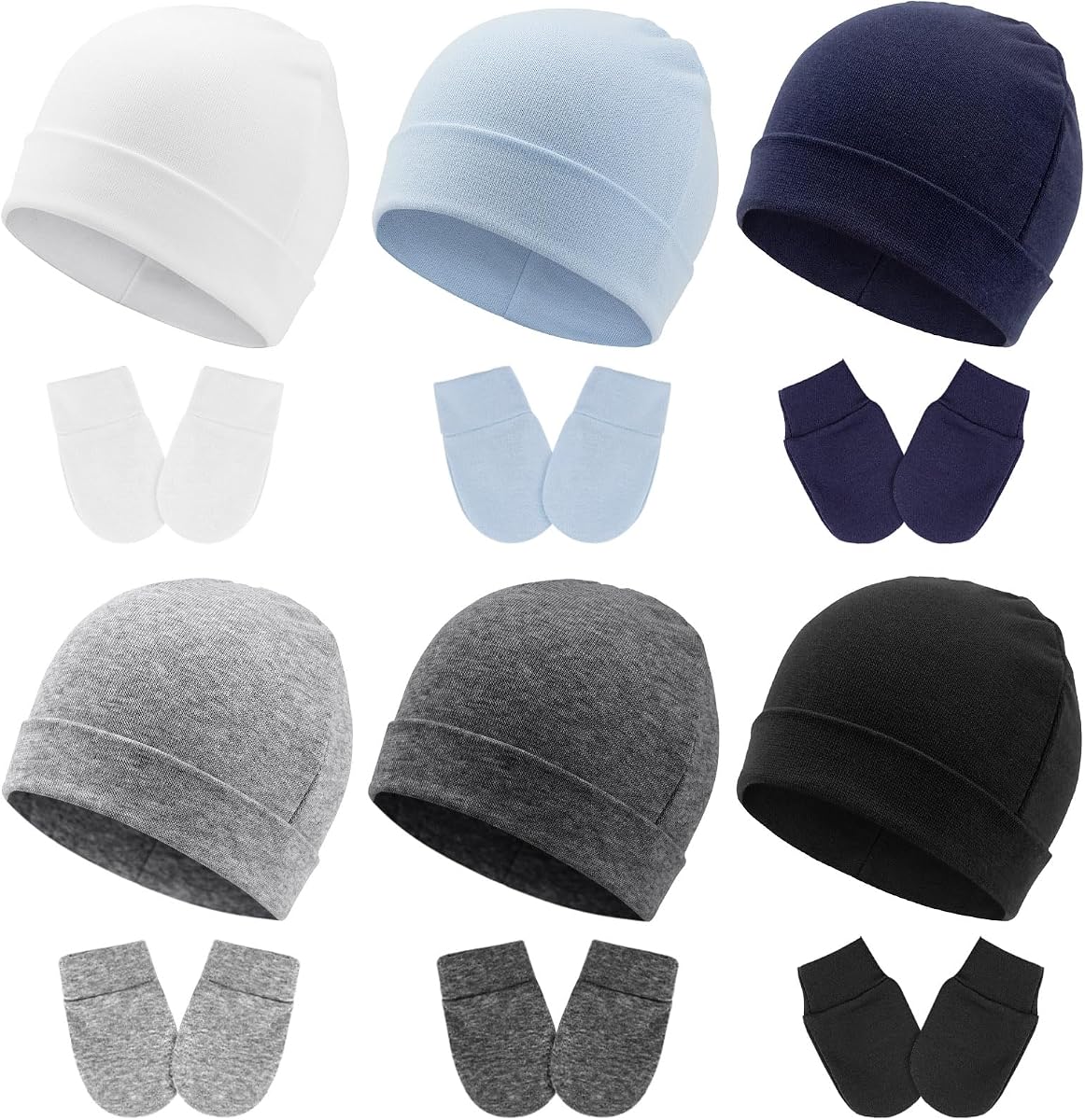 BQUBO Newborn Baby Hats Mittens Set Hospital Hat Beanie Infant Caps Baby Gloves for Boys Girls 0-6 Months