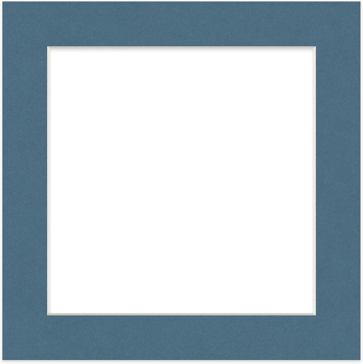 18x18 Mat Bevel Cut for 14x14 Photos - Precut Steel Blue Square Shaped Photo Mat Board Opening - Acid Free Matte to Protect Your Pictures - Bevel Cut for Family Photos, Pack of 1 Matboard