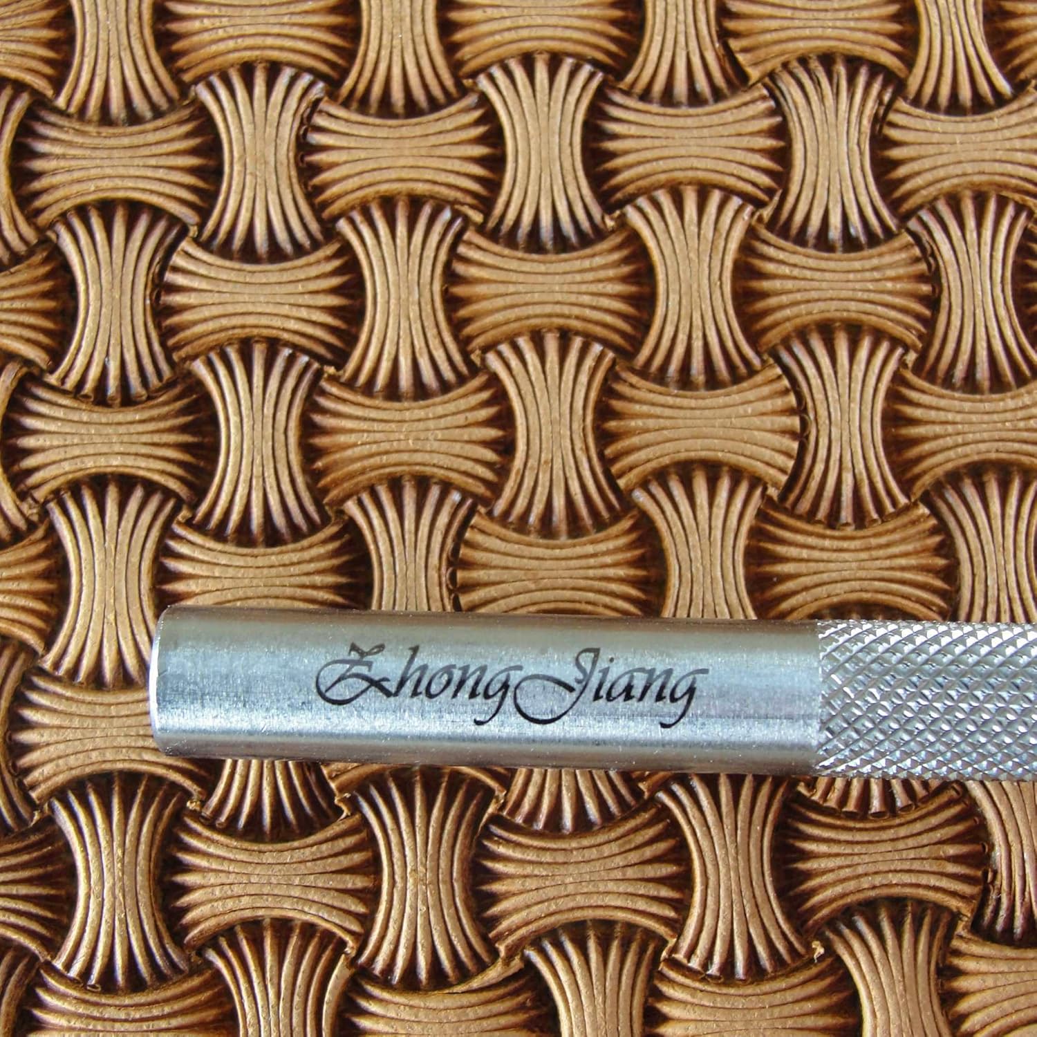 Axe Head Basket Weave Leather Stamp, Stainless Steel Leather Stamping Tool, Zhong Jiang