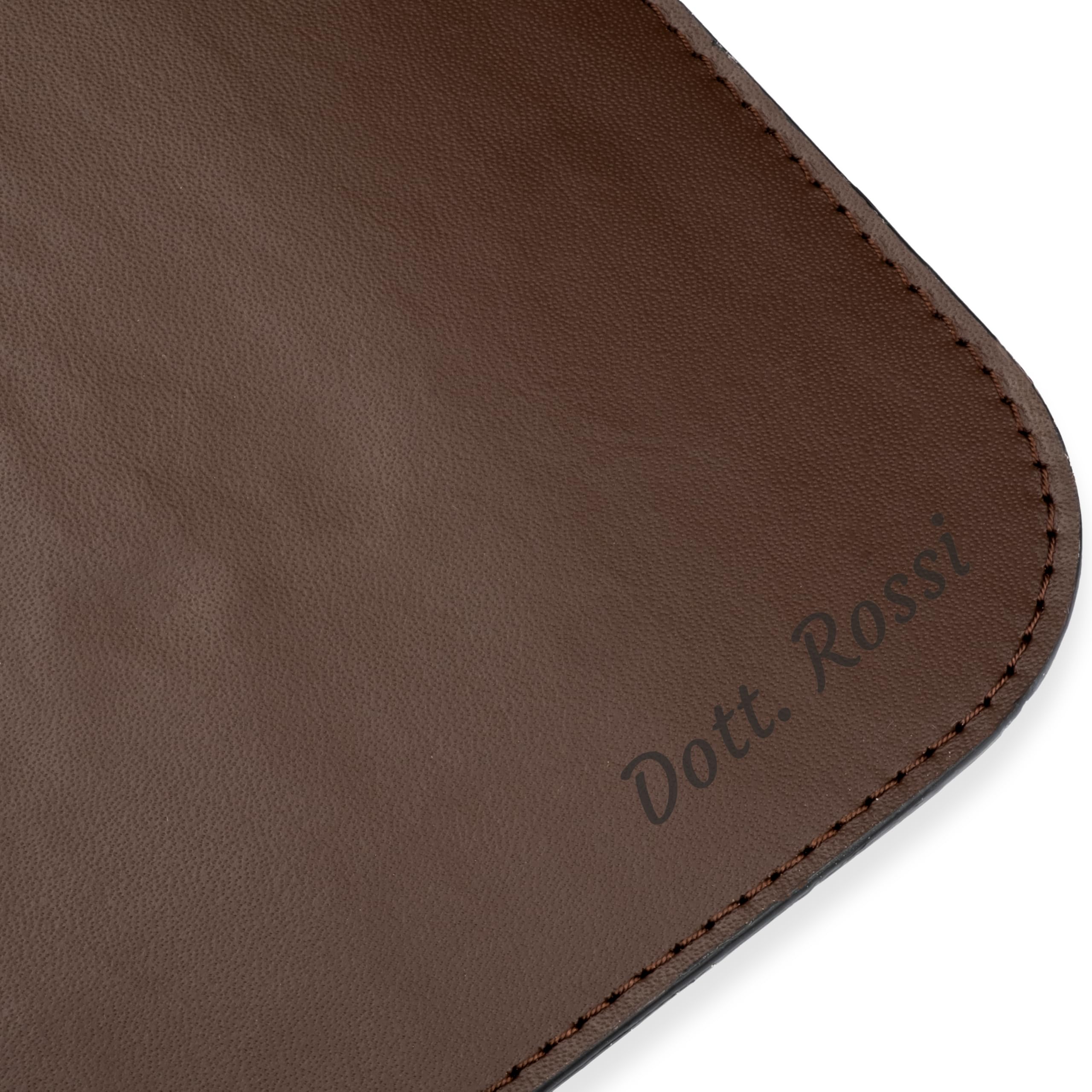 Schreibtischunterlage aus Leder, Personalisierbar mit Textgravur - Firmenlogo — Handgefertigte Deskmat mit Rückseite aus Naturkork — Made in Italy [60x40 cm, 80x40 cm] (Schokoladenbraun, 80x40 cm)