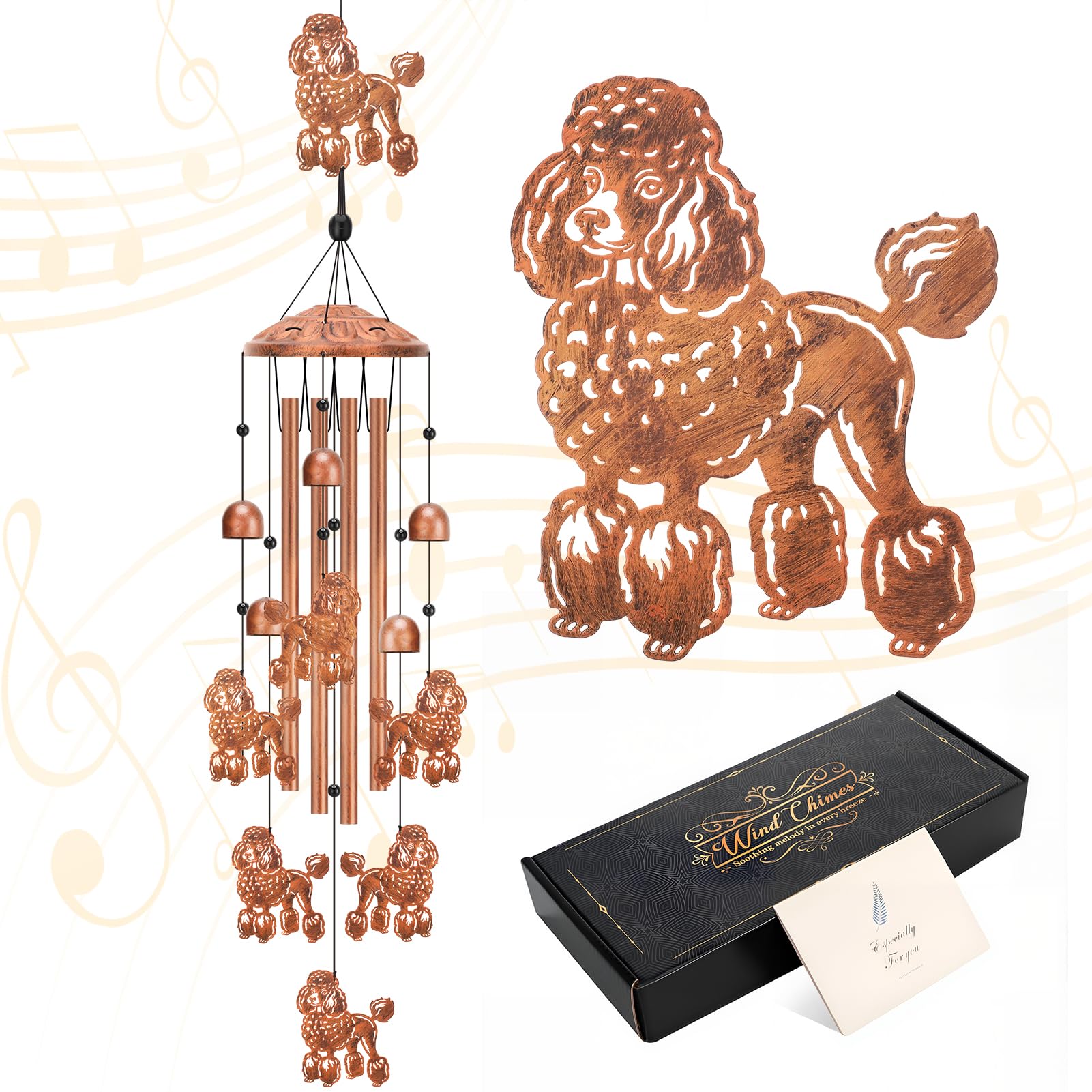 saerryor Poodle Metal Wind Chimes, Windchimes for Outdoor, Indoor, Birthday Festival Gifts, Garden Decor for Women Men Memorial Gift