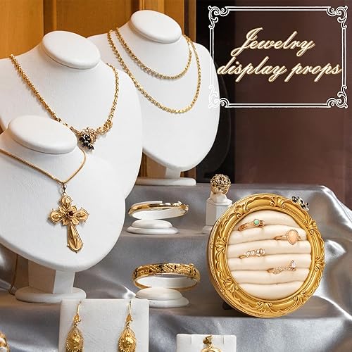 Miniatura 4 de Soporte para anillos vintage, anillo redondo de oro, exhibición de boda, joyero, marco de gamuza, bandeja para aretes, aniversario, compromiso,