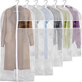 KUVR Garment Bag Closet Storage Bags Hanging Clothes Storage Dress and Suit Bag Cover Protectors Clear Breathable Dust Proof Moth Proof Combination Set 6 Pack - 43 inch (4 pc) and 55 inch (2 pc)